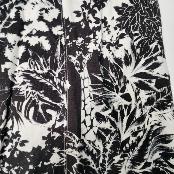 Grace Elements Skirt Women 6 A Line Linen Blend White Black Jungle Print Giraffe - Picture 9 of 15